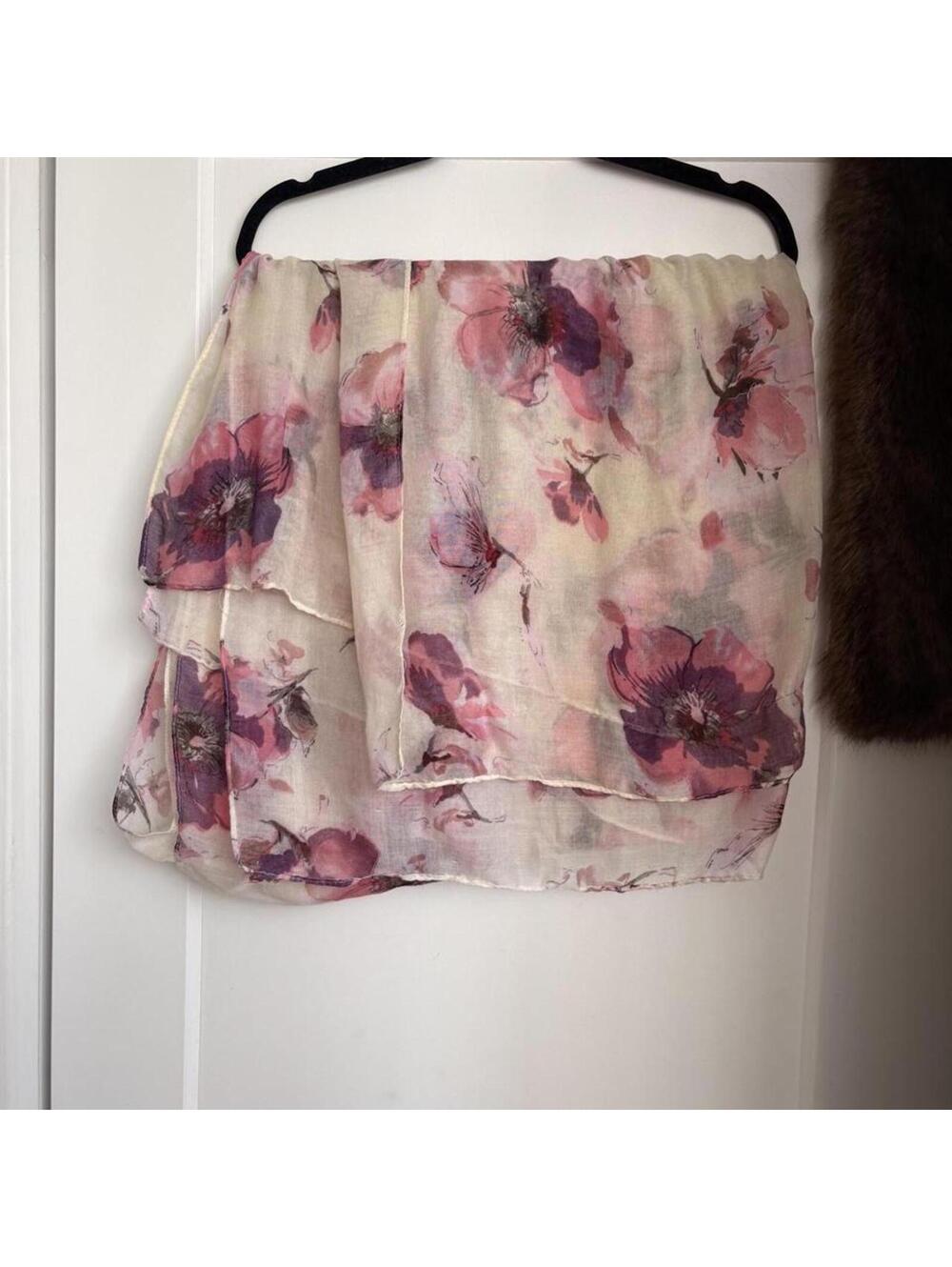 SHEER FLORAL SCARF